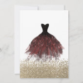 Gold Diamonds, Elegant Burgundy Dress Quinceañera Kaart (Achterkant)