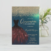 Gold Diamonds, Elegant Dress Green Quinceanera Kaart (Staand voorkant)