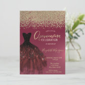 Gold Diamonds, Elegant Dress Red Quinceanera Kaart (Staand voorkant)