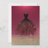 Gold Diamonds, Elegant Dress Red Quinceanera Kaart (Achterkant)