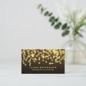 Gold Diamonds - Faux Gold Foil Confetti Black Visitekaartje (Staand voorkant)