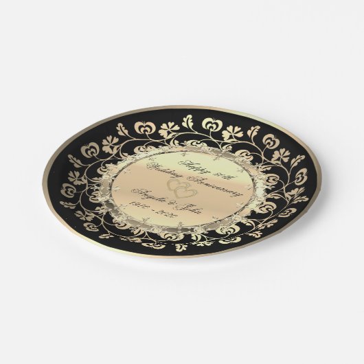 Gold Diamonds Floral 50th Wedding Anniversar Papieren Bordje (Gekanteld)