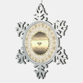 Gold Diamonds Floral 50th Wedding Jubileum Tin Sneeuwvlok Ornament (Rechts)