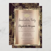 Gold Diamonds Floral Damask Afstuderen Kaart (Voorkant / Achterkant)