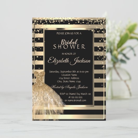 Gold Diamonds, gouddestrips Vrijgezellenfeest Kaart (Staand voorkant)