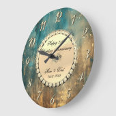 Gold Diamonds Grunge 25e bruiloft Jubileum Grote Klok (Hoek)