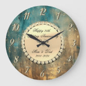 Gold Diamonds Grunge 25e bruiloft Jubileum Grote Klok (Voorkant)