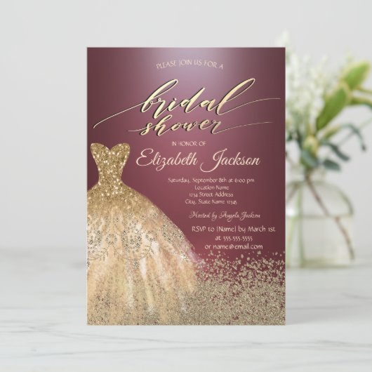 Gold Diamonds Jurk Donker Bourgogne Vrijgezellenfe Kaart (Staand voorkant)