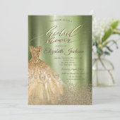 Gold Diamonds Jurk Licht Groen Vrijgezellenfeest Kaart (Staand voorkant)