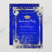 Gold Diamonds Lijst Rozen Vlinders Royal Blue Kaart (Voorkant / Achterkant)