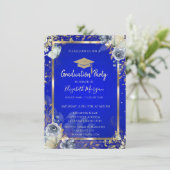 Gold Diamonds Lijst Rozen Vlinders Royal Blue Kaart (Staand voorkant)