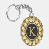 Gold Diamonds Mandala Monogram Sleutelhanger (Voorkant Links)
