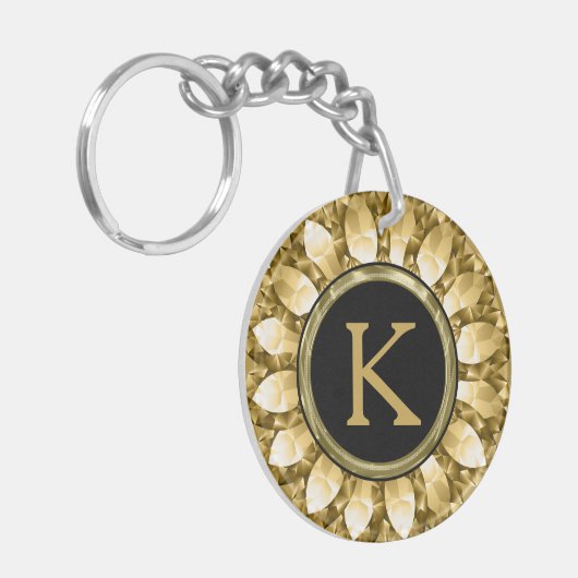 Gold Diamonds Mandala Monogram Sleutelhanger (Voorkant Links)