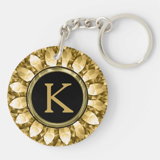 Gold Diamonds Mandala Monogram Sleutelhanger (Achterkant)