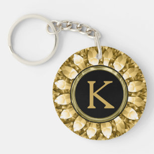 Gold Diamonds Mandala Monogram Sleutelhanger