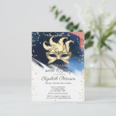 Gold Diamonds, Masque, Brush Stroke Sweet 16 Uitnodiging Briefkaart (Staand voorkant)