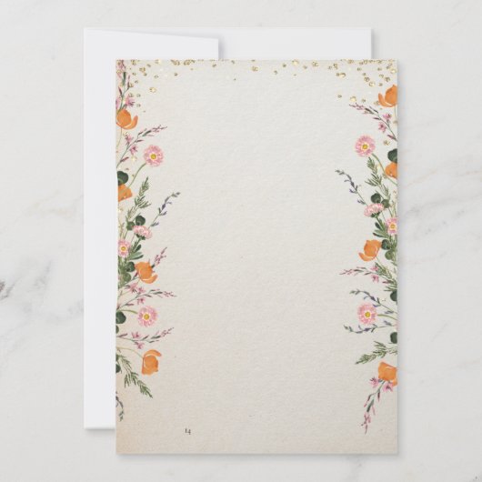 Gold Diamonds Meadow Wildflowers Afstuderen Kaart (Achterkant)