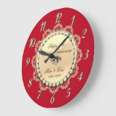 Gold Diamonds Ornamenten Rood bruiloft Jubileum Grote Klok (Hoek)