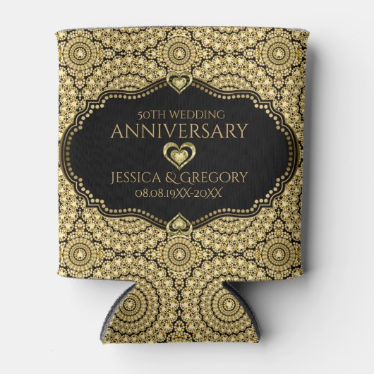 Gold Diamonds Pattern 50e bruiloft Jubileum Blikjeskoeler (Voorkant)