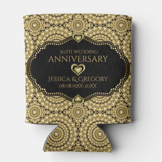 Gold Diamonds Pattern 50e bruiloft Jubileum Blikjeskoeler (Achterkant)