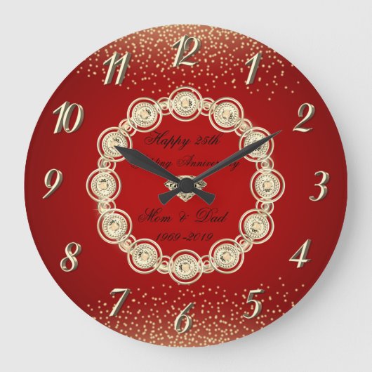 Gold Diamonds Red Gold 50 Wedding Jubileum Grote Klok (Voorkant)