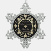 Gold Diamonds Swirl 50th Wedding Jubileum Tin Sneeuwvlok Ornament (Voorkant)