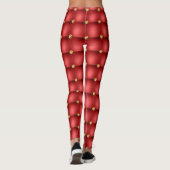 Gold Diamonds Tufted Faux Leather Red Leggings (Achterkant)