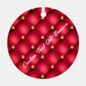 Gold Diamonds Tufted Leather Jouw tekst Name Red Metalen Ornament (Achterkant)