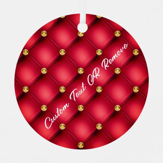 Gold Diamonds Tufted Leather Jouw tekst Name Red Metalen Ornament (Voorkant)