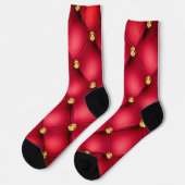 Gold Diamonds Tufted Red Leather Socs Modern Sokken (Links)