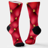 Gold Diamonds Tufted Red Leather Socs Modern Sokken (Gebogen)