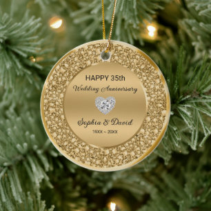 Gold Diamonds Wedding Jubileum Keramisch Ornament