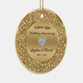 Gold Diamonds Wedding Jubileum Keramisch Ornament (Rechts)