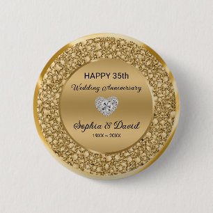 Gold Diamonds Wedding Jubileum Ronde Button 5,7 Cm