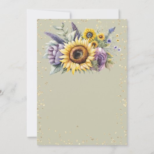 Gold Diamonds Zonnebloemen Violet Flowers Afstuder Kaart (Achterkant)