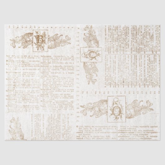  Gold Dictionary Page-lospage Tissuepapier (Voorkant)