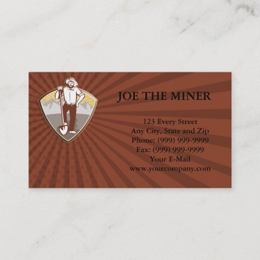Gold Digger Miner Prospector Shield Visitekaartje (Voorkant)