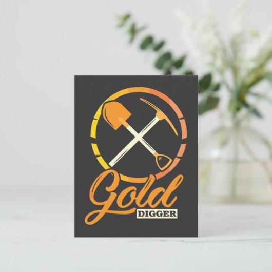 Gold Digger Panning Mining Funny Miner Briefkaart (Staand voorkant)