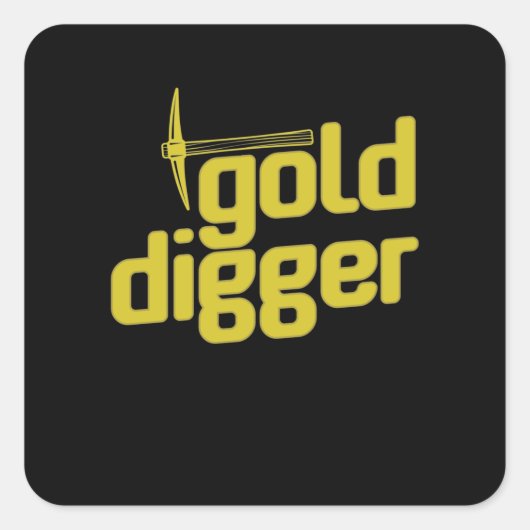 Gold Digger Spitzhacke Pickel Werkzeug Vierkante Sticker (Voorkant)