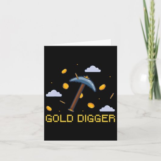Gold Digger Treasure Hunting Gold Digging Pixelate Kaart (Voorkant)
