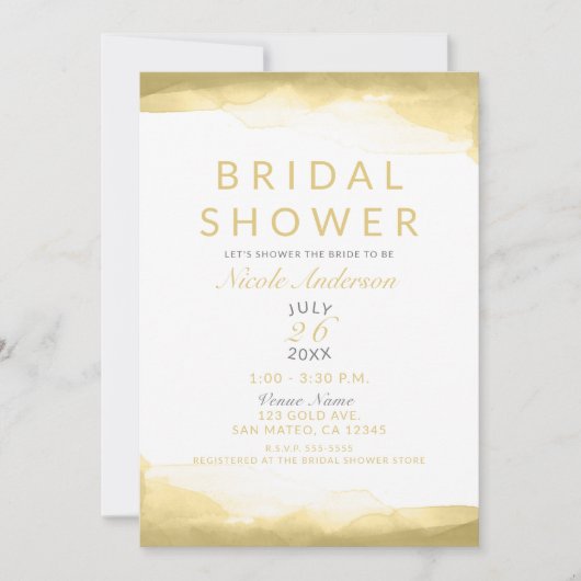 Gold Dijon Mosterd Waterverf Modern Vrijgezellenfe Kaart (Voorkant)