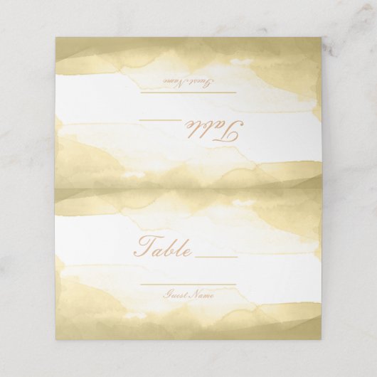 Gold Dijon Mosterd Waterverf Tafelnummer Zitplaats Plaatskaartje (Buitenkant ongevouwen)