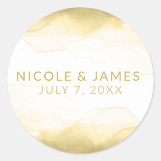 Gold Dijon Mustard Waterverf Modern Chic Wedding Ronde Sticker (Voorkant)