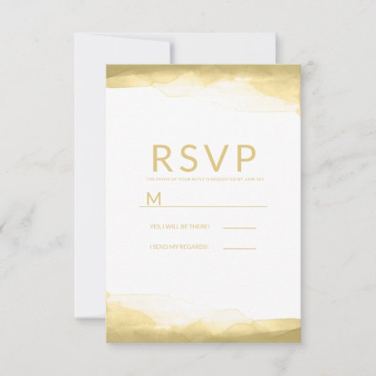 Gold Dijon Mustard Waterverf Modern Wedding RSVP (Voorkant)
