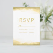 Gold Dijon Mustard Waterverf Modern Wedding RSVP (Staand voorkant)