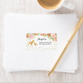 Gold Dino en Roze Flower Address Label (Insitu)