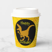 Gold Dinosaur Hide Happy Birthday!  Papieren Bekers (Voorkant)