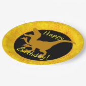 Gold Dinosaur Hide Happy Birthday! Papieren Bordje (Gekanteld)