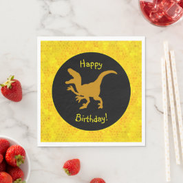 Gold Dinosaur Hide Happy Birthday! Servet