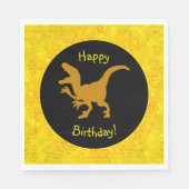 Gold Dinosaur Hide Happy Birthday! Servet (Voorkant)